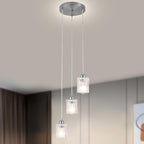 Glass Ceiling Pendant Light Modern 3-Light Chrome Chandelier