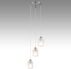 Glass Ceiling Pendant Light Modern 3-Light Chrome Chandelier