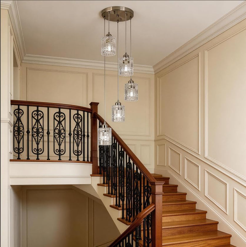 Glass Ceiling Pendant Light Modern 3-Light Chrome Chandelier
