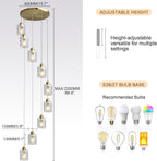 Glass Ceiling Pendant Light Modern 3-Light Chrome Chandelier