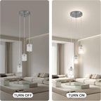 Glass Ceiling Pendant Light Modern 3-Light Chrome Chandelier