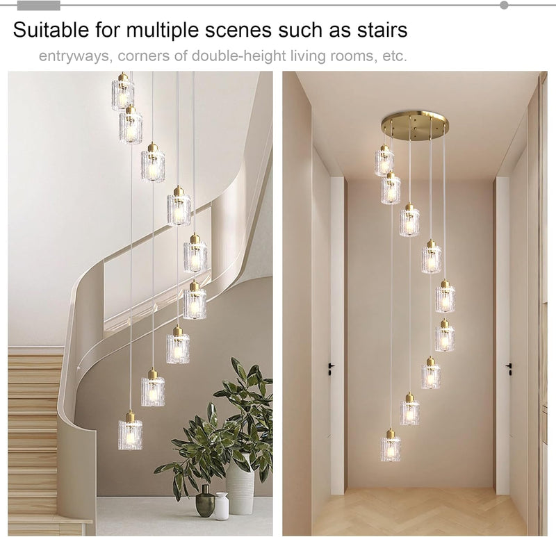 Glass Ceiling Pendant Light Modern 3-Light Chrome Chandelier