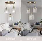 Glass Ceiling Pendant Light Modern 3-Light Chrome Chandelier