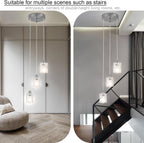 Glass Ceiling Pendant Light Modern 3-Light Chrome Chandelier