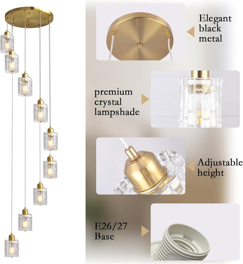 Glass Ceiling Pendant Light Modern 3-Light Chrome Chandelier