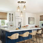 Glass Ceiling Pendant Light Modern 3-Light Chrome Chandelier