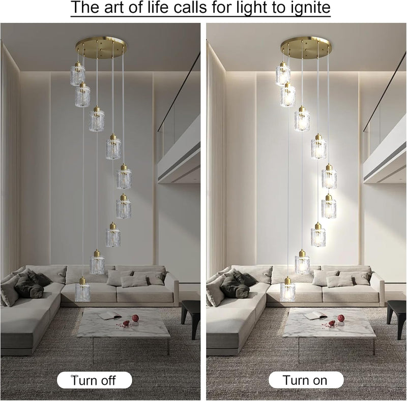 Glass Ceiling Pendant Light Modern 3-Light Chrome Chandelier