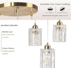 Glass Ceiling Pendant Light Modern 3-Light Chrome Chandelier