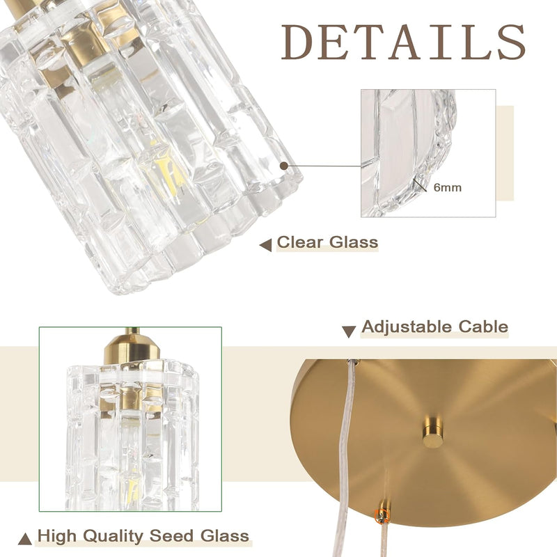 Glass Ceiling Pendant Light Modern 3-Light Chrome Chandelier