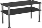 Glass Coffee Table Slimline Side with Shelf