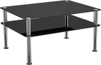 Glass Coffee Table Slimline Side with Shelf