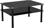 Glass Coffee Table Slimline Side with Shelf