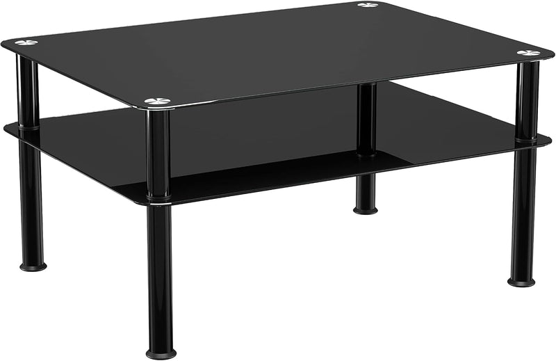 Glass Coffee Table Slimline Side with Shelf