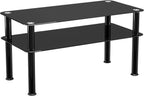 Glass Coffee Table Slimline Side with Shelf