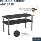 Glass Coffee Table Slimline Side with Shelf