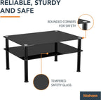 Glass Coffee Table Slimline Side with Shelf