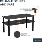 Glass Coffee Table Slimline Side with Shelf