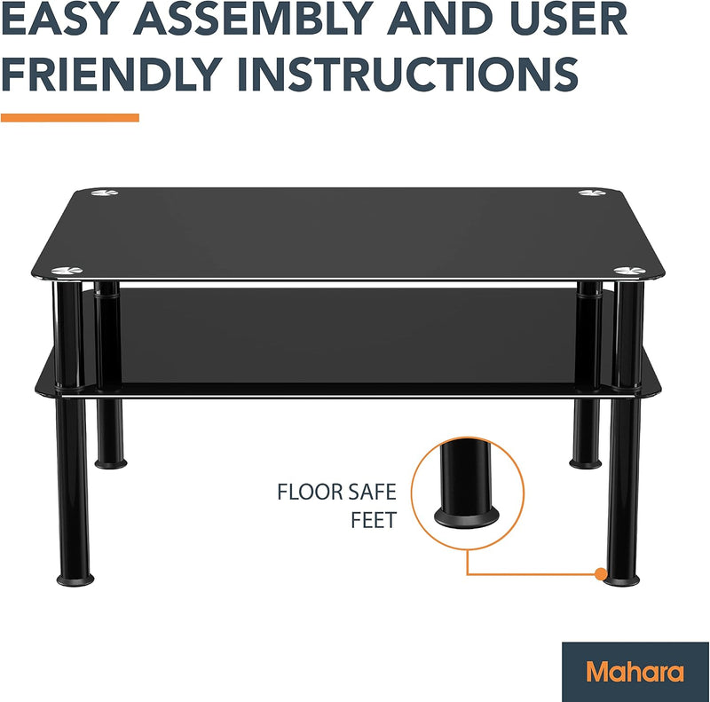 Glass Coffee Table Slimline Side with Shelf