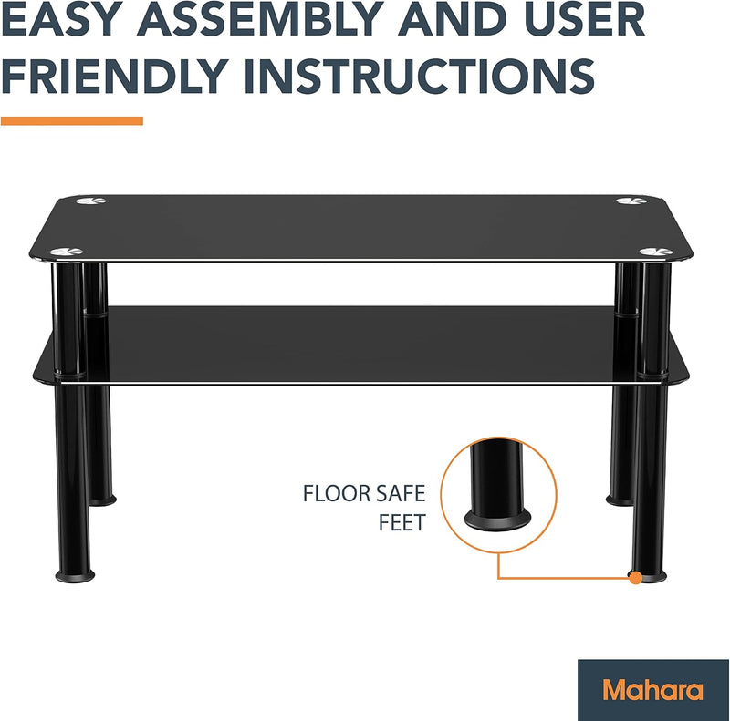 Glass Coffee Table Slimline Side with Shelf