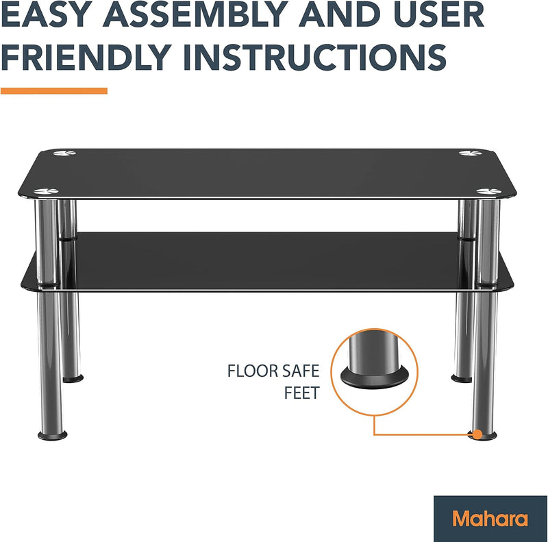 Glass Coffee Table Slimline Side with Shelf