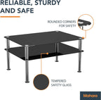 Glass Coffee Table Slimline Side with Shelf