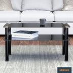 Glass Coffee Table Slimline Side with Shelf