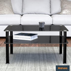 Glass Coffee Table Slimline Side with Shelf