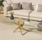 Glass Coffee Table with Chrome Legs for Living