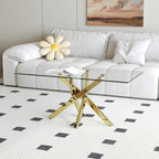 Glass Coffee Table with Chrome Legs for Living