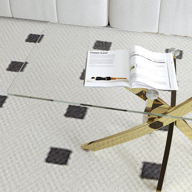Glass Coffee Table with Chrome Legs for Living