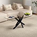 Glass Coffee Table with Metal Legs Modern Simple