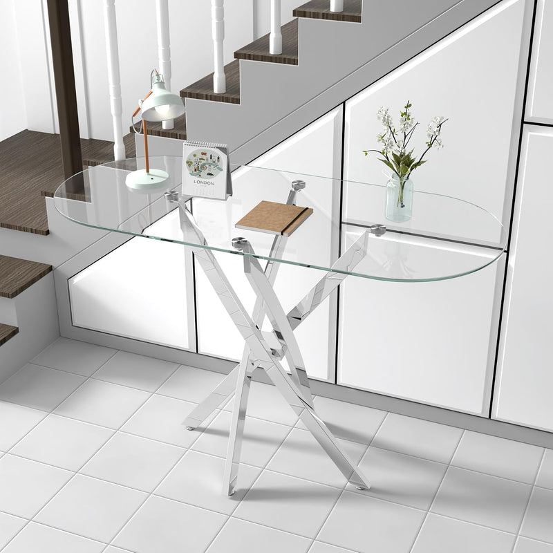 Glass Console Table Modern Contemporary Style Hallway