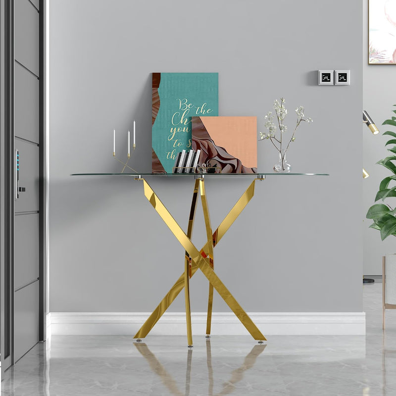 Glass Console Table Modern Contemporary Style Hallway