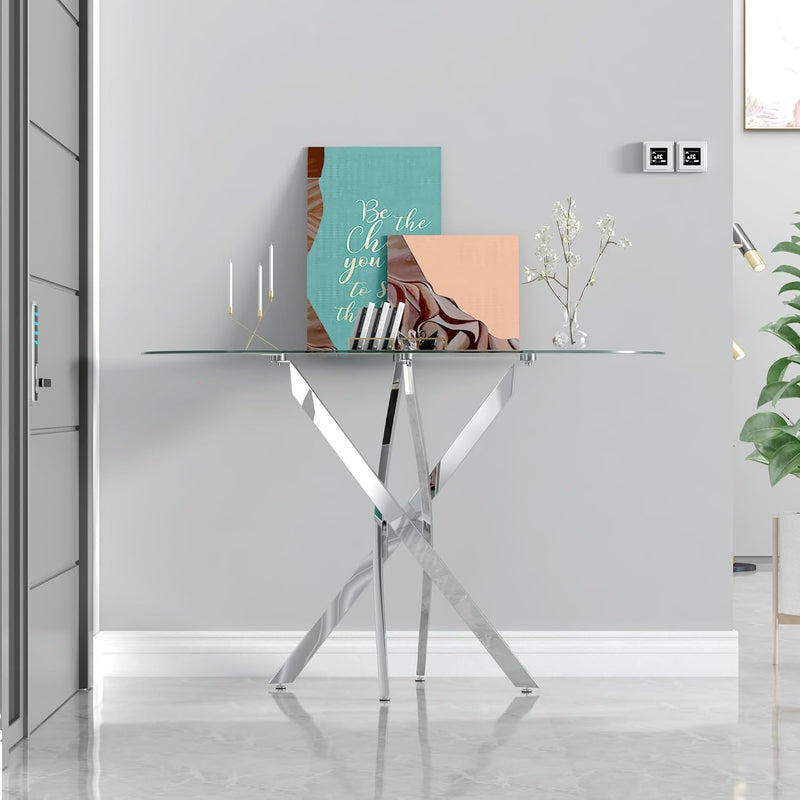 Glass Console Table Modern Contemporary Style Hallway