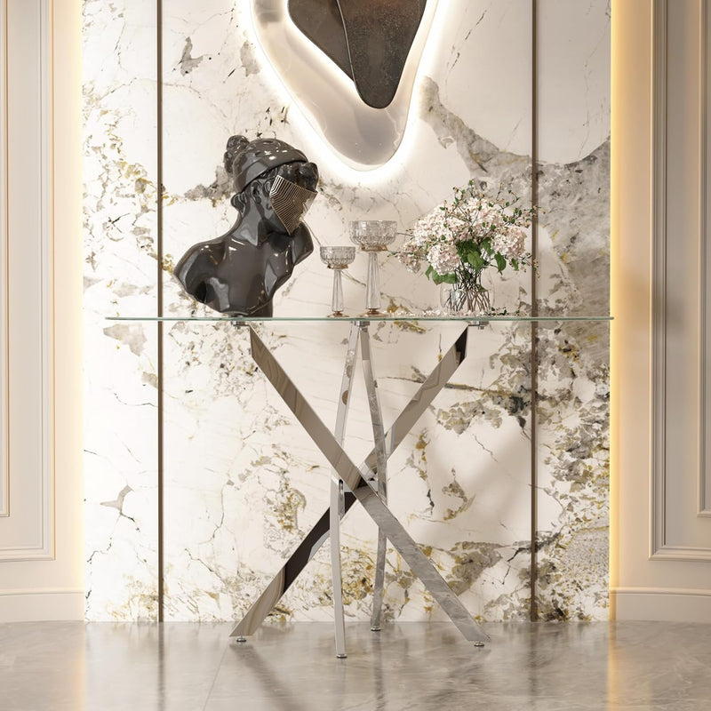 Glass Console Table Modern Contemporary Style Hallway