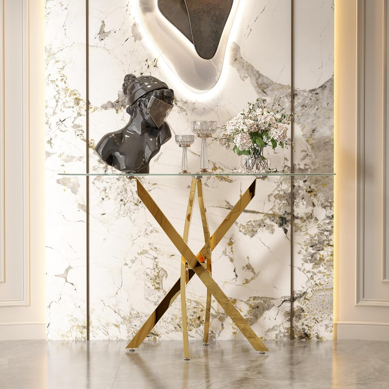 Glass Console Table Modern Contemporary Style Hallway
