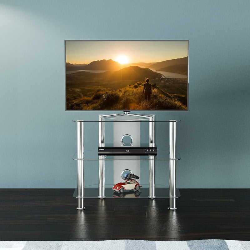 Glass Corner TV Stand Universal Clear Unit 60CM