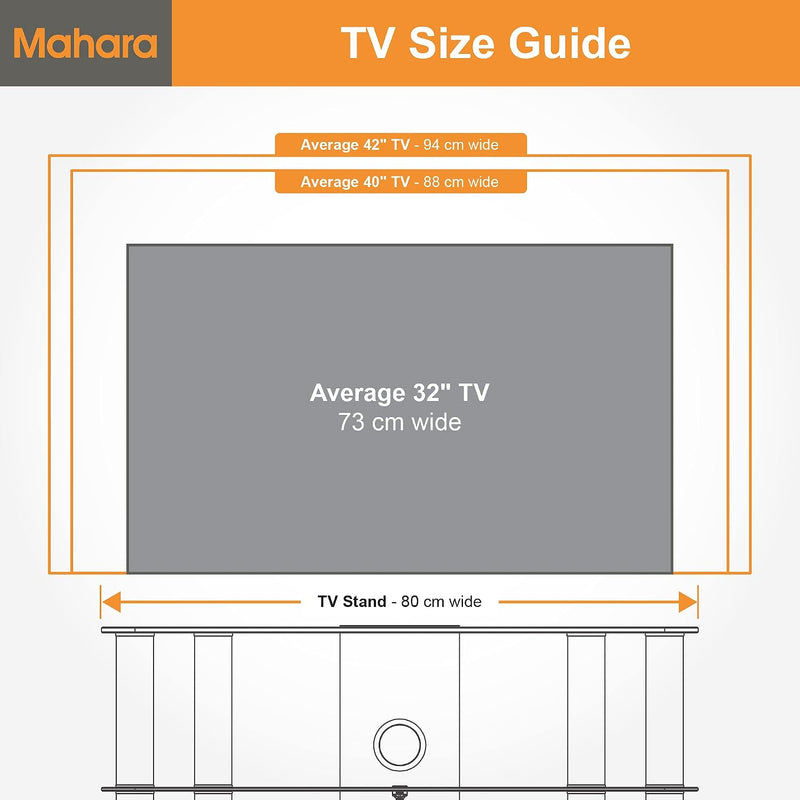Glass Corner TV Stand Universal Clear Unit 80CM