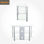 Glass Corner TV Stand Universal Clear Unit 80CM