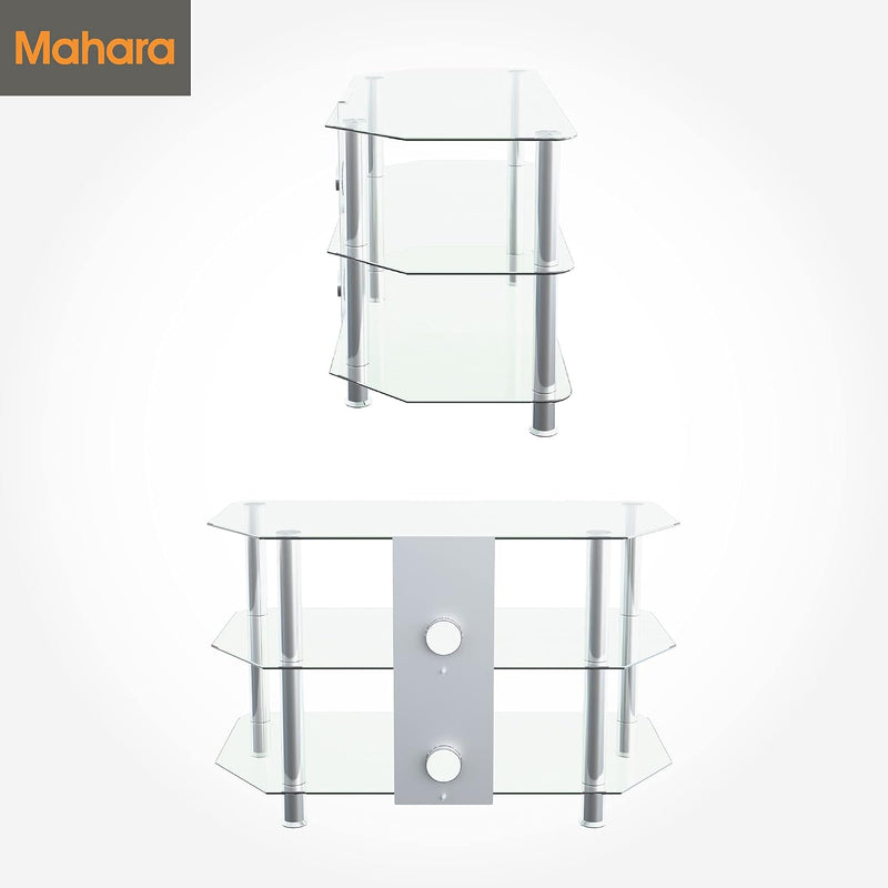 Glass Corner TV Stand Universal Clear Unit 80CM