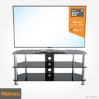 Glass Corner TV Stand Universal Unit 114CM Wide