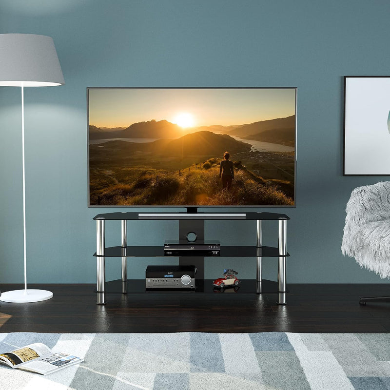 Glass Corner TV Stand Universal Unit 114CM Wide