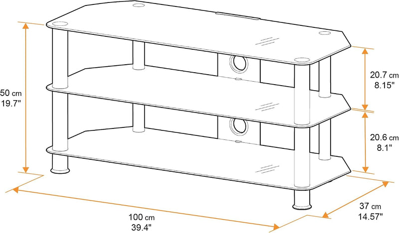 Glass Corner TV Stand with Cable Management Floor