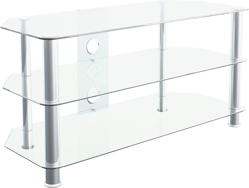 Glass Corner TV Stand with Cable Management Floor