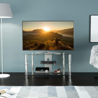 Glass Corner TV Stand with Cable Management Floor