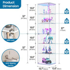 Glass Display Cabinet with RGB Lights 3-Tier