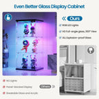 Glass Display Cabinet with RGB Lights 3-Tier