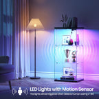 Glass Display Cabinet with RGB Lights 3-Tier