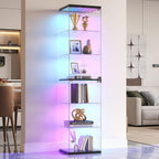 Glass Display Cabinet with RGB Lights 3-Tier