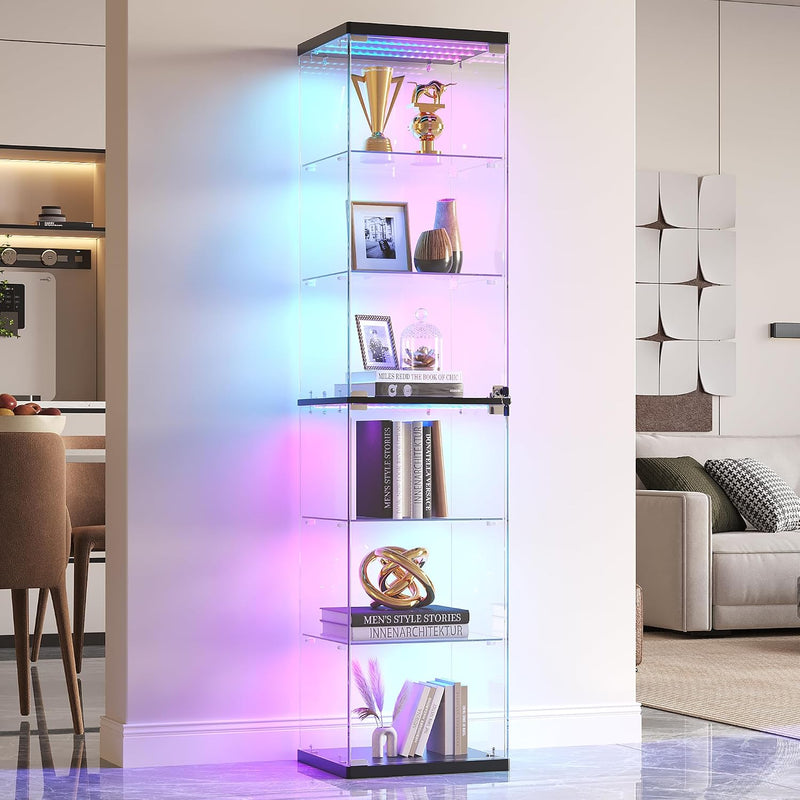 Glass Display Cabinet with RGB Lights 3-Tier